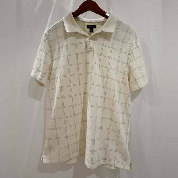 Van Heusen Cream Checkered Polo Shirt - Picture 1 of 2